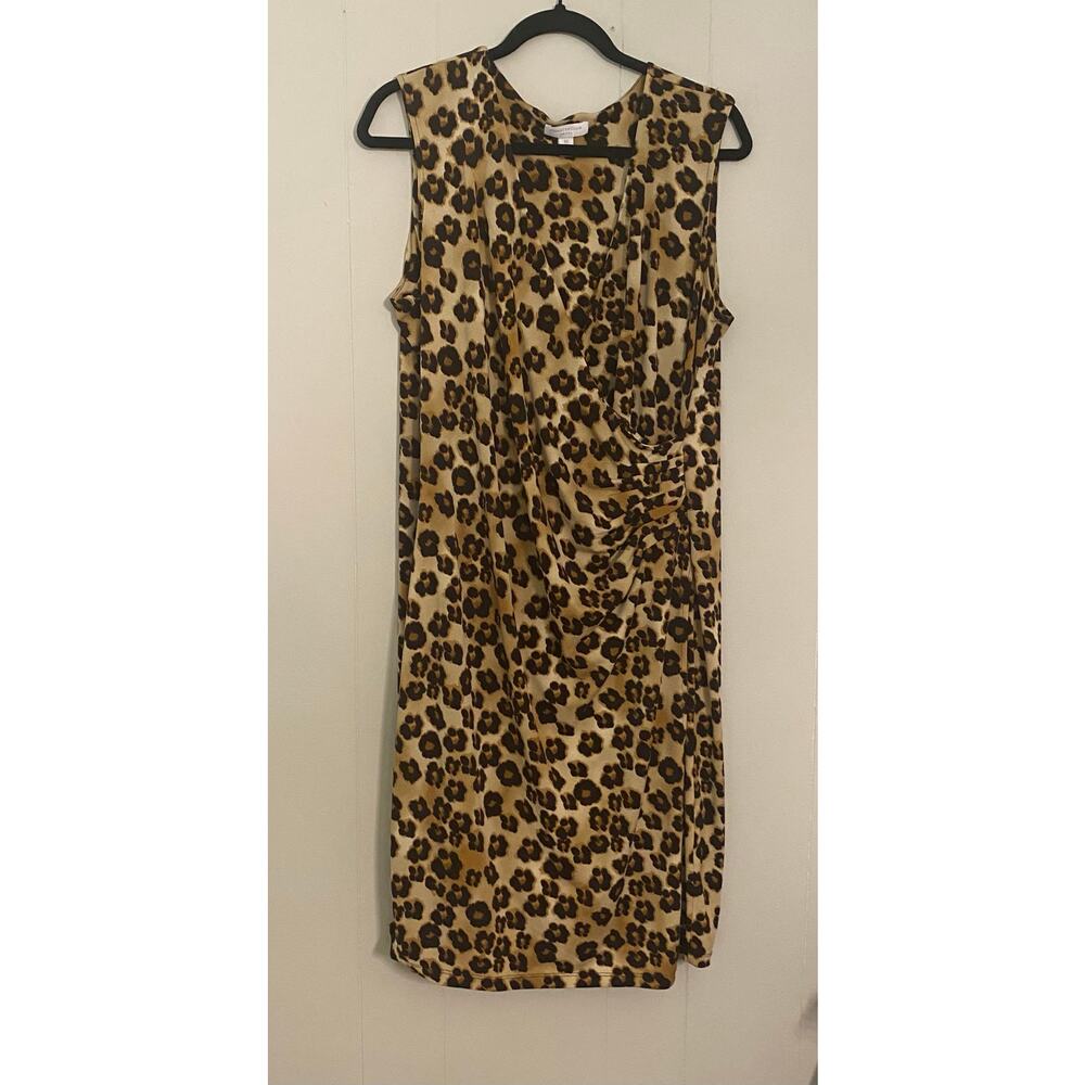 Charter Club Surplice‎ Faux Wrap Cheetah Dress 14/16 Baddie Mobwife Sexy Glam